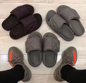 夏季新品侃爷椰子yeezy season6魔术贴厚底增高拖鞋户外防水男女