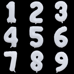 32寸白色数字气球铝膜户外野餐拍照周岁生日布置小雏菊汽球装饰品