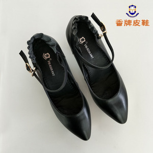 000人付款淘宝香牌女鞋黑色小皮鞋圆头英伦漆皮粗跟平底单鞋橡胶底