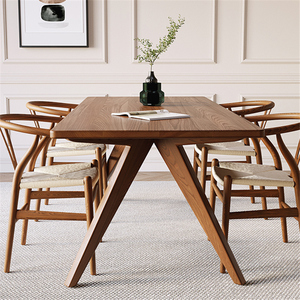 北欧纯实木餐书桌一体现代家用吃饭桌子长方形白蜡木网红餐厅家具