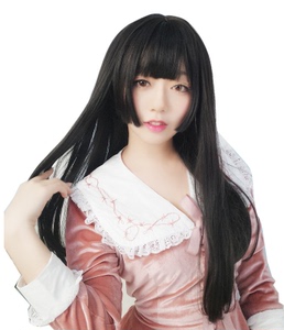 姬发式日系假发女长直发日常 黑色三刀平刘海水母头 cos假发