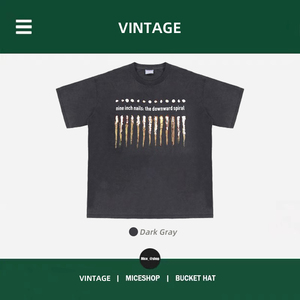 vintage九寸钉短袖vtg自然水洗做旧fog风格高街os男女潮流古着t恤