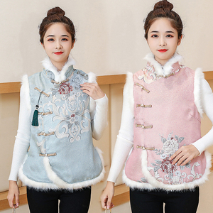 200斤胖mm唐装女中国风加肥加大码改良旗袍马甲棉袄秋冬汉服外套