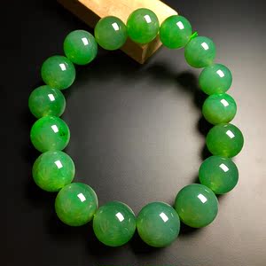 天然缅甸冰种翡翠手链手饰冰正阳绿帝王绿玉珠手串a货吊坠男女款