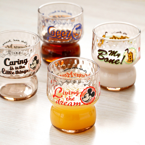 现货日本进口石塚硝子Disney迪士尼米妮米奇锤目纹厚玻璃杯水杯子