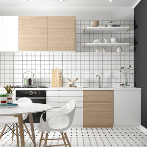 北欧面包砖白砖黑线格子亚光小方格厨房卫生间瓷砖厨卫浴室墙砖