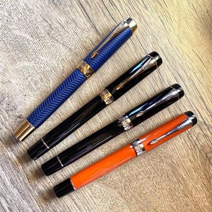 parker派克duofold世纪豆腐双色18k金笔尖钢笔橙豆蓝金岁月xf/xxf