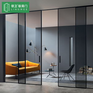 极窄吊轨门厨房门无下轨推拉门铝合金浴室卫生间玻璃门定制阳台门