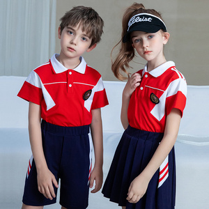学生红黄蓝polot恤校服 2022年学院风运动服套装儿童裤子幼儿园服