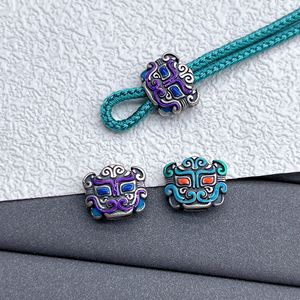 s925纯银兽面背云绳束藏式滴油泰银配件diy水晶手链饰品配饰佛珠