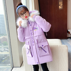女童加棉外套中长款7棉服6冬季8加厚9棉衣10岁女孩冬装13公主风12
