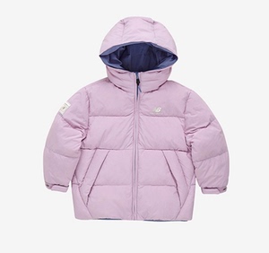 原1200~new balance韩国新百伦童装代购两面穿紫色羽绒服鹅绒80%