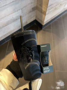 美国本土Starbucks星巴克北美限定all black 黑色车载吸管杯水杯