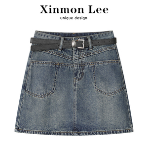 XinmonLee设计感小众包臀牛仔半身裙子女夏季新款高腰显瘦a字短裙