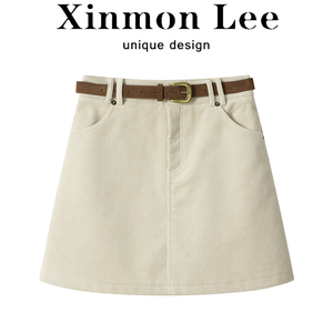 XinmonLee设计感灯芯绒气质包臀a字半身裙女秋季高腰显瘦百搭短裙