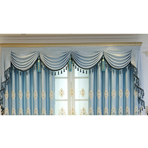 欧式窗帘帘头窗幔客厅飘窗窗帘布窗头水波工字帘幔装饰布i成品定