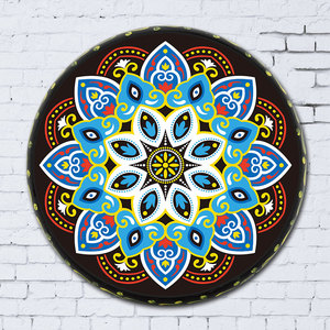 新疆手鼓彩绘牛皮鼓民族风格图案餐厅饭店装饰品摆件民族乐器挂件