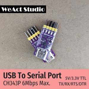 WeAct USB转串口模块 6Mbps5V/3.3VTTL CH343P调试烧录下载Type-C