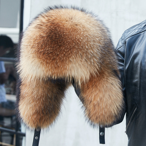 狐狸毛雷锋帽男士东北中老年冬天保暖皮草真皮貉子毛棉帽子男冬季