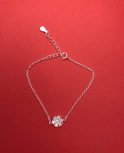 s925纯银手链女森系文艺清新雪花手链百搭个性雪花手饰品韩版甜美