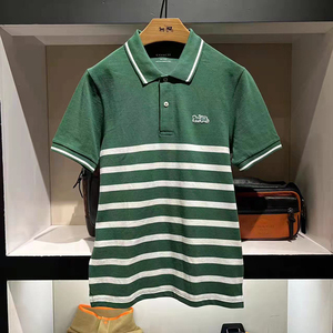 coach蔻驰男士商务休闲短袖polo衫全棉条纹时尚都市2022夏季c3121