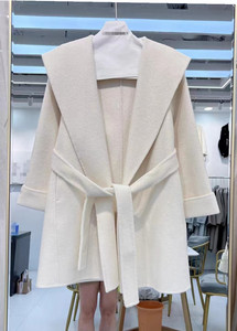 2023秋冬新款腰带款韩版高级感外套中长款羊毛呢子大衣双面呢大衣