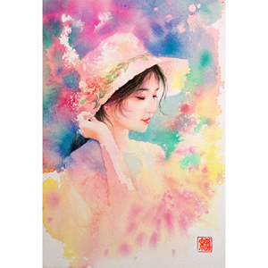 创意唯美真人头像照片转手绘水彩画像定制素描人物肖像画定制礼物