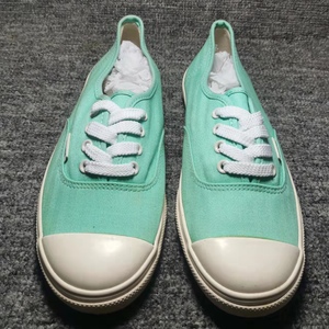 特惠瑕疵鞋vs女鞋青色低帮百搭舒适圆头系带休闲平底板鞋帆布鞋35