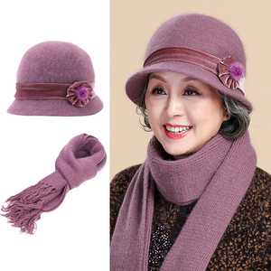 中老年人帽子女士冬季妈妈针织毛线帽老太太奶奶秋冬天盆帽保暖