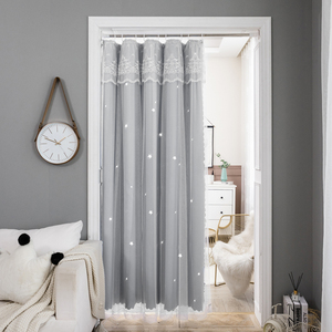 美容院隔断帘屏风帘子拉帘遮挡布玄关软帘魔术贴布帘伸缩杆卧室用