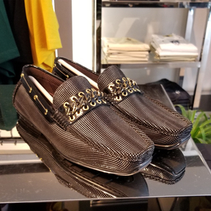 正品capermoon/卡柏门欧版时尚花色金属扣男士休闲豆豆鞋一脚蹬