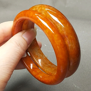 翡翠手镯红翡糯种满红缅甸天然a货红色玉石真玉女款妈妈玉镯子