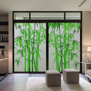 定做透光不透明卧室磨砂贴纸窗户玻璃贴膜客厅玻璃移门贴纸竹子