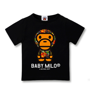 日本潮牌夏新款bape猴子男女中大童纯棉t恤童装猿人头宝宝上衣