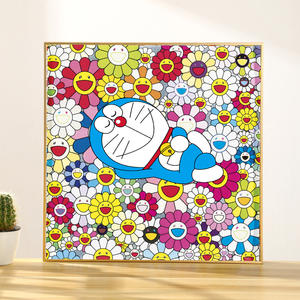 村上隆哆啦a梦挂画太阳花潮流潮牌装饰画儿童房日式创意墙壁画
