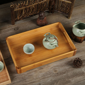 竹盘茶盘托盘圆角长方形商用家用放茶杯创意竹制水杯端菜简约盘子