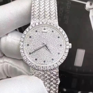 二手 伯爵piaget 经典系列18k白金满天星原镶钻手动机械女表