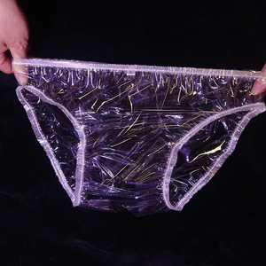 特价处理全新全透明pvc平角裤epu塑料透视女低腰开档性感三角裤