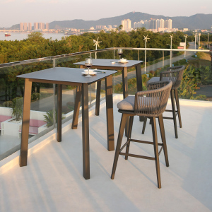 户外吧台桌阳台家用休闲高级桌椅组合露天室外靠墙防水外摆高脚桌