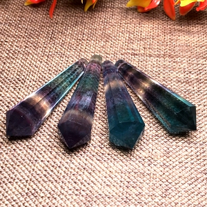 精品天然萤石单尖灵摆吊坠切面水晶挂坠男女款项坠礼物一物一图