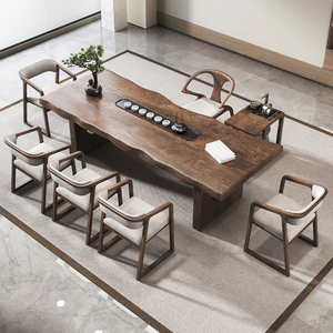 新中式功夫茶台现代原木实木茶桌椅组合简约茶几功夫禅意茶室家具