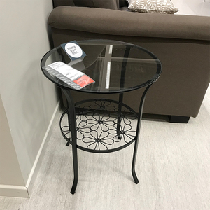 正品宜家ikea克林斯伯边桌圆型玻璃边桌小茶几简约边几小圆桌