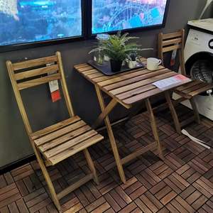 正品IKEA宜家阿霍蒙实木桌子创意折叠椅阳台休闲咖啡桌户外桌椅子
