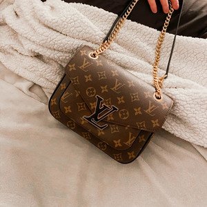 lv/路易威登时尚新款passy女士链条包老花邮差包单肩斜挎包m45592