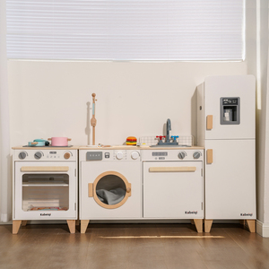 儿童厨房玩具宝宝3仿真做饭木质厨具洗衣机冰箱套装欧系ins过家家