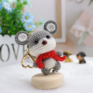 diy小老鼠卡通成品背包钥匙扣挂件装饰品中细毛线手工钩织编织玩