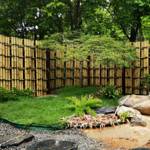 竹篱笆栅栏围栏围墙庭院户外花园布置日式竹子木头防腐竹定制装饰