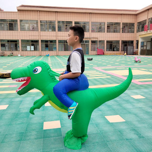 六一节儿童服装幼儿园绿色霸王龙衣服幼儿骑行充气恐龙亲子玩偶服