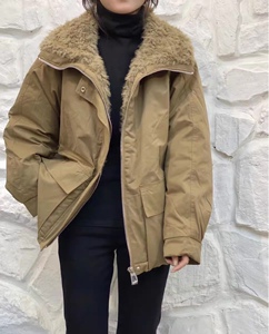韩国正品冬装 MISUO 羊羔毛拼接加厚外套短款米索羽绒服女