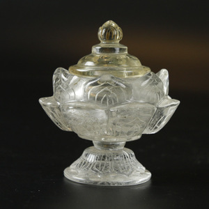 唐代天然水晶莲花座舍利罐水晶棺水晶塔佛教用品水晶摆件古董古玩